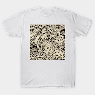 Vintage Florals Brown Swirl Floral Design T-Shirt